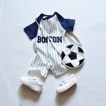 嬰兒棒球服純棉夏季0-1歲男寶寶短袖哈衣新生兒連體衣爬爬服