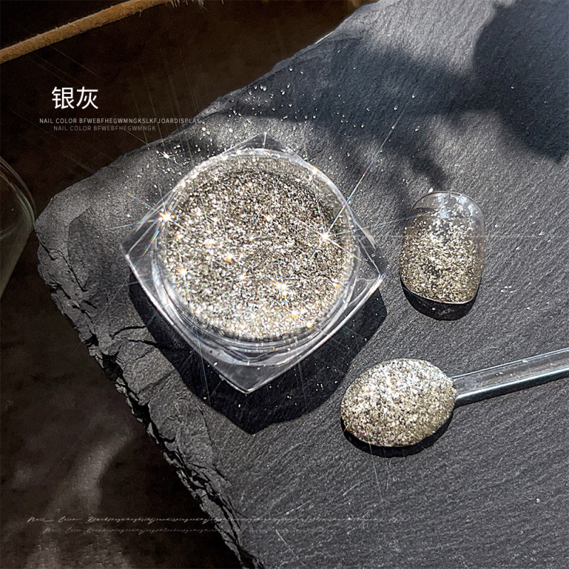 ネット赤のネイルアート超フラッシュ銀白金粉純銀の境シリーズ超薄フラッシュ粉爪のスパンコール粉卸売り|undefined