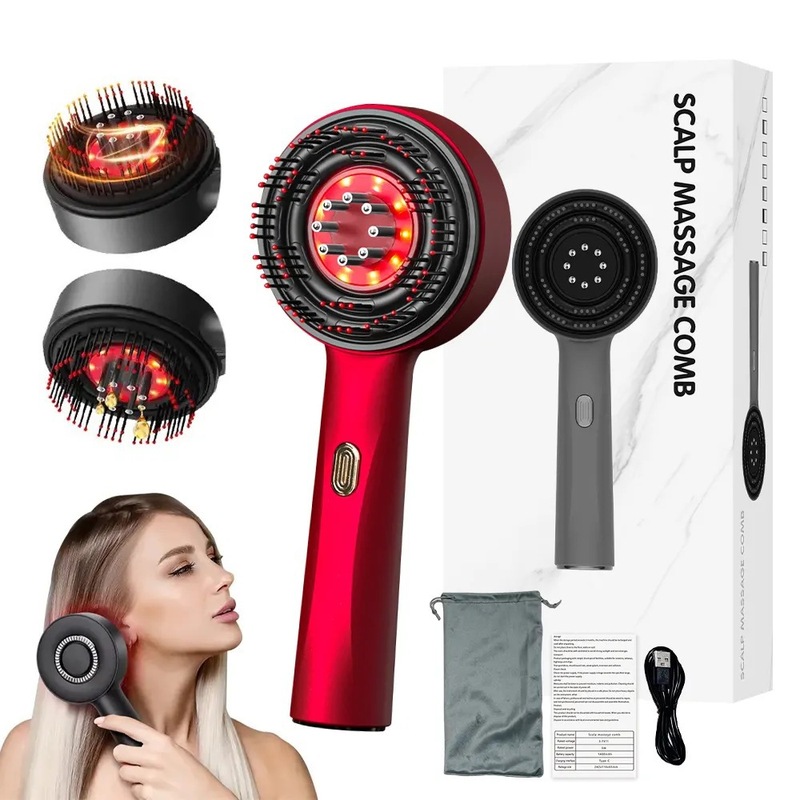 ミノキシジル塗布マッサージコーム、頭皮液体ガイドコーム、赤色光抗脱毛ヘアケアコーム、多機能マッサージ|undefined