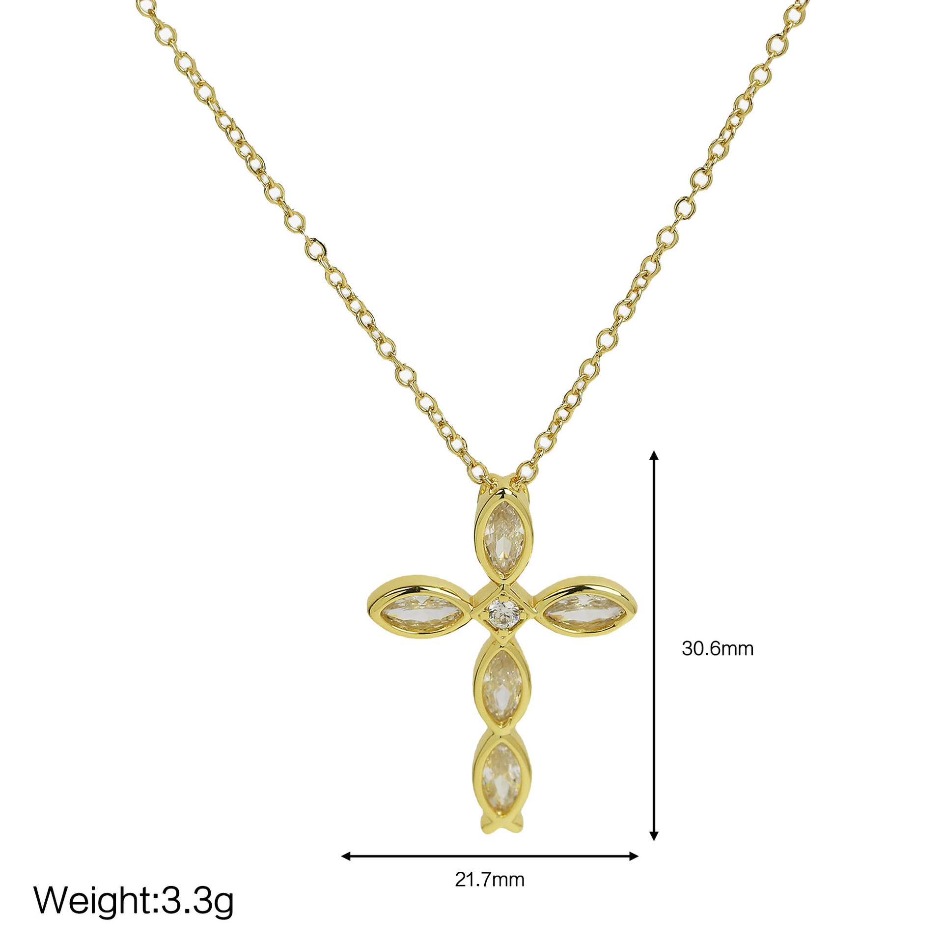 Copper Simple Style Plating Cross Pendant Necklace display picture 3