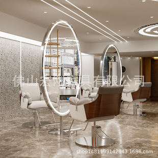 Net red barber shop hairdressing mirror table stainless steel floor mirror full body mirror hair salon special hairdressing double-sided mirror manufacturers