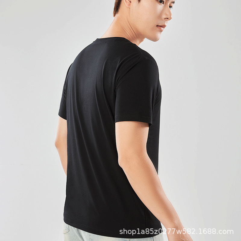 Verano nuevo estilo Solona manga corta camiseta con sensación de hielo para hombre camisa cultural camisa publicitaria de color sólido cuello redondo suelto ropa de trabajo impresión