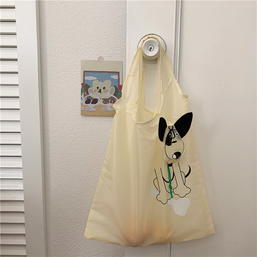 ins style simple cartoon puppy foldable shopping bag portable large capacity environmentally friendly bag handbag
