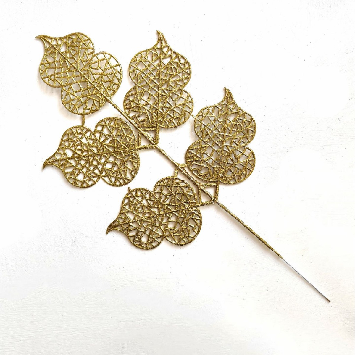 2024 nueva Navidad transfronteriza 42cm oro en polvo decoración especial para el hogar decoración de cinco hojas de simulación de calabaza