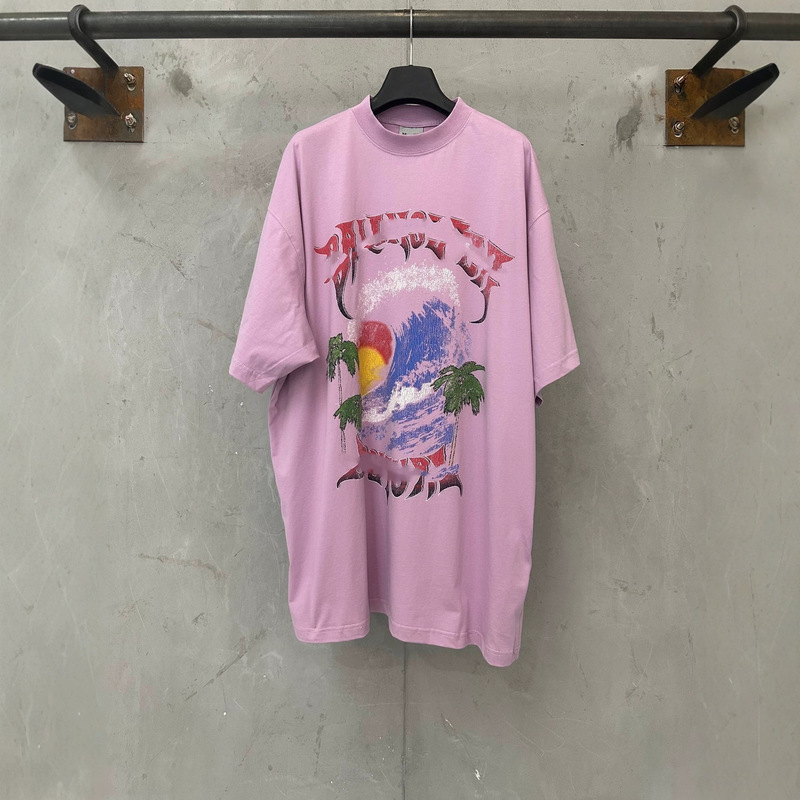 Cross-Border High-End Version of Paris B's Ss26 New Model, Featuring Hawaiian Seaside Art Print, Unisex Short-Sleeve T-Shirt Cross-Border High-End Version of Paris B's Ss26 New Model, Featuring Hawaiian Seaside Art Print, Unisex Short-Sleeve T-Shirt
