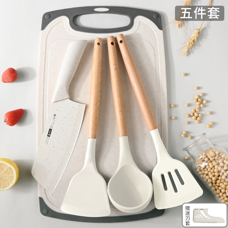 Yangjiang cuchillo de acero inoxidable cuchillo de cocina combinación de utensilios de cocina conjunto de corte conjunto completo de cuchillo de cocina tablero de cocina 2 en 1 uso doméstico