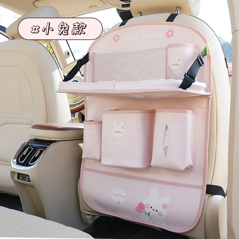 車のシートバックテーブル収納バッグ、クリエイティブな多機能車載ゴミ箱、かわいい漫画風車内収納バッグ|undefined