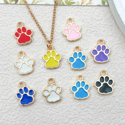 Oil-droplet alloy cat paw footprint DIY accessories earings necklace bracelet keychain pendant