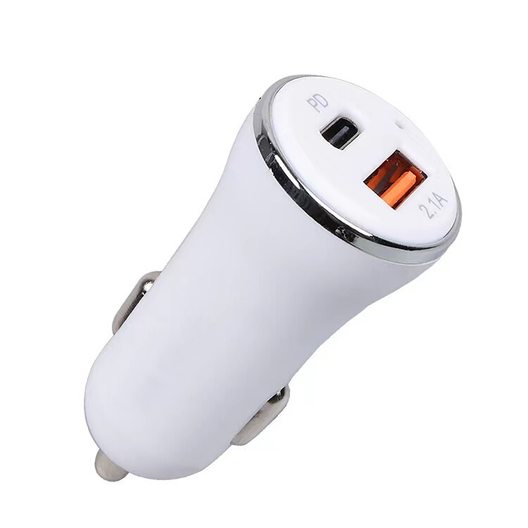 Customized Dual-Channel 38W Electroplated Ring Car Charger A+C2.4A Mini Car High-Power Dual-Port Jack Car Charger
