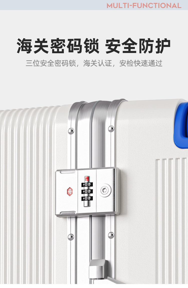 Front-opening luggage cup holder suitcase password lock suitcase shock-absorbing spring wheel wide pull handle trolley case charging port luggage