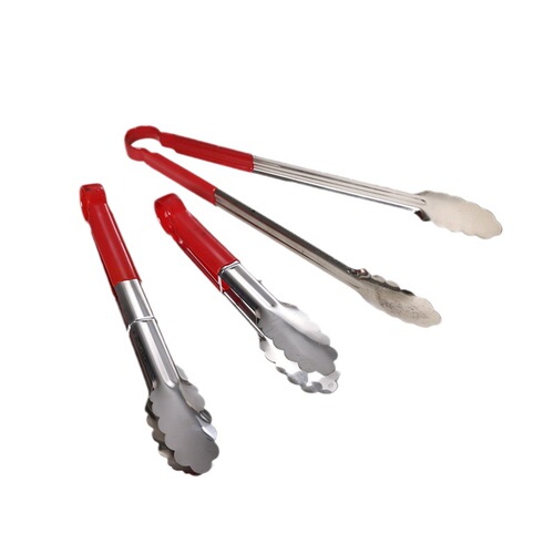 Red rubber edge food clips stainless steel silicone anti-scalding thickened food clips kitchen bread clips steak barbecue clips