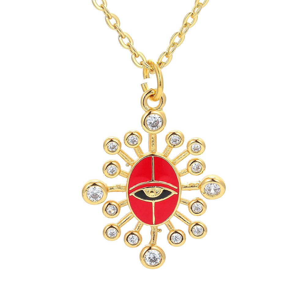 Exaggerated Devil's Eye Pendant Necklace Geometric Zircon Clavicle Chain display picture 1