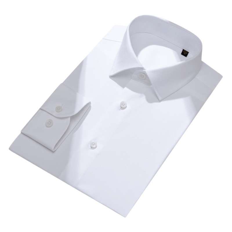 100 Algodón elástico DP listo para usar no planchar camisa de manga larga para hombres de negocios no planchar ropa formal para hombres camisa blanca para hombres