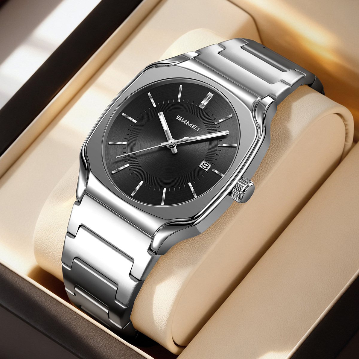 Momento de relojes de hombre calendario de negocios transfronterizo spot relojes de hombre acero noctilucente impermeable fábrica de relojes de cuarzo al por mayor