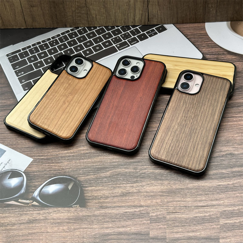 适用iPhone16pro天然实木竹制贴片手机壳苹果17包胶tpu木质保护套|undefined