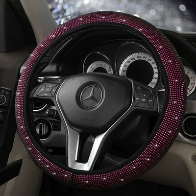 Cover, Elastic Rimless Car Handle — Steering wheel cover - rose-38cm