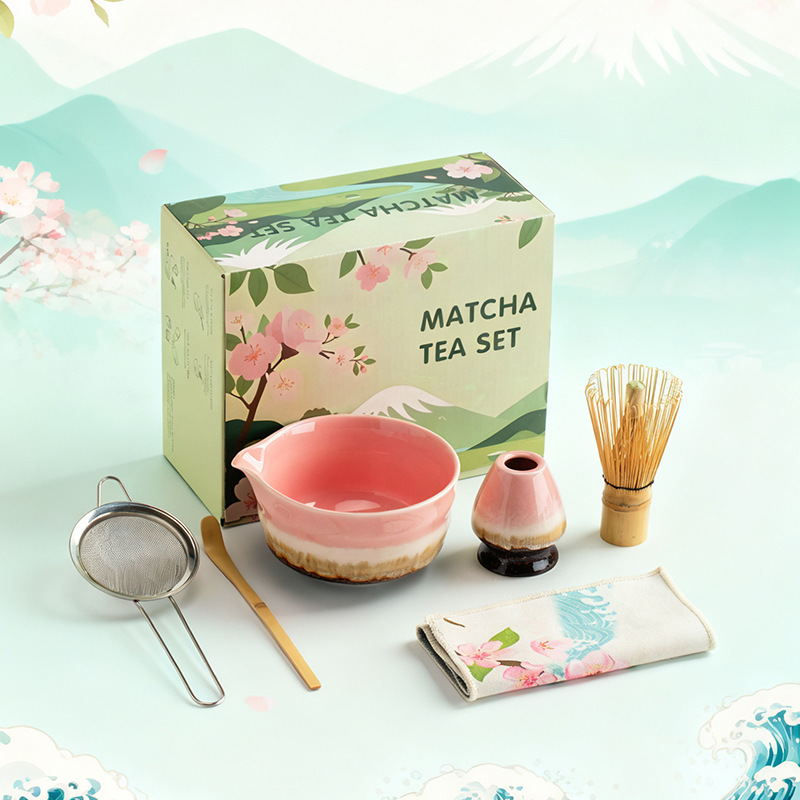 日式抹茶套组六件套陶瓷抹茶碗茶筅立茶勺百本立宋代点茶工具|undefined