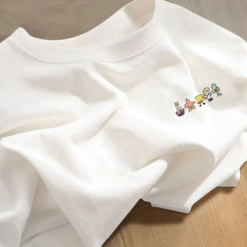 Short-Sleeved T-Shirt for Men and Women, Pure Cotton, Trendy Brand, Popular T-Shirt, Round Neck, Loose T-Shirt, White Top, Sportswear Short-Sleeved T-Shirt for Men and Women, Pure Cotton, Trendy Brand, Popular T-Shirt, Round Neck, Loose T-Shirt, White Top, Sportswear
