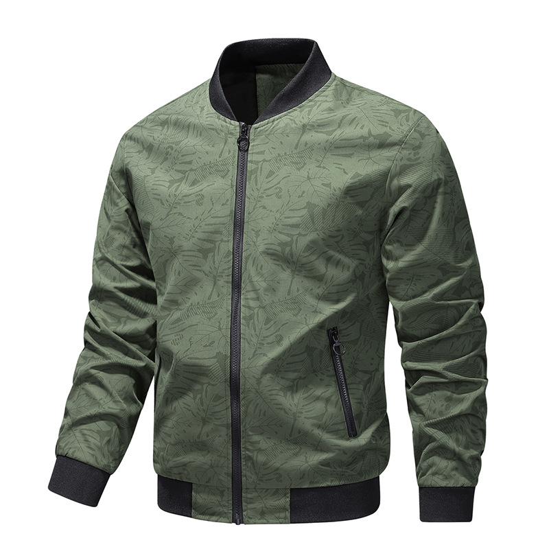 Chaqueta de cuello de béisbol transfronterizo hombre simple impresión de moda casual chaqueta deportiva primavera y otoño chaqueta delgada fábrica al por mayor
