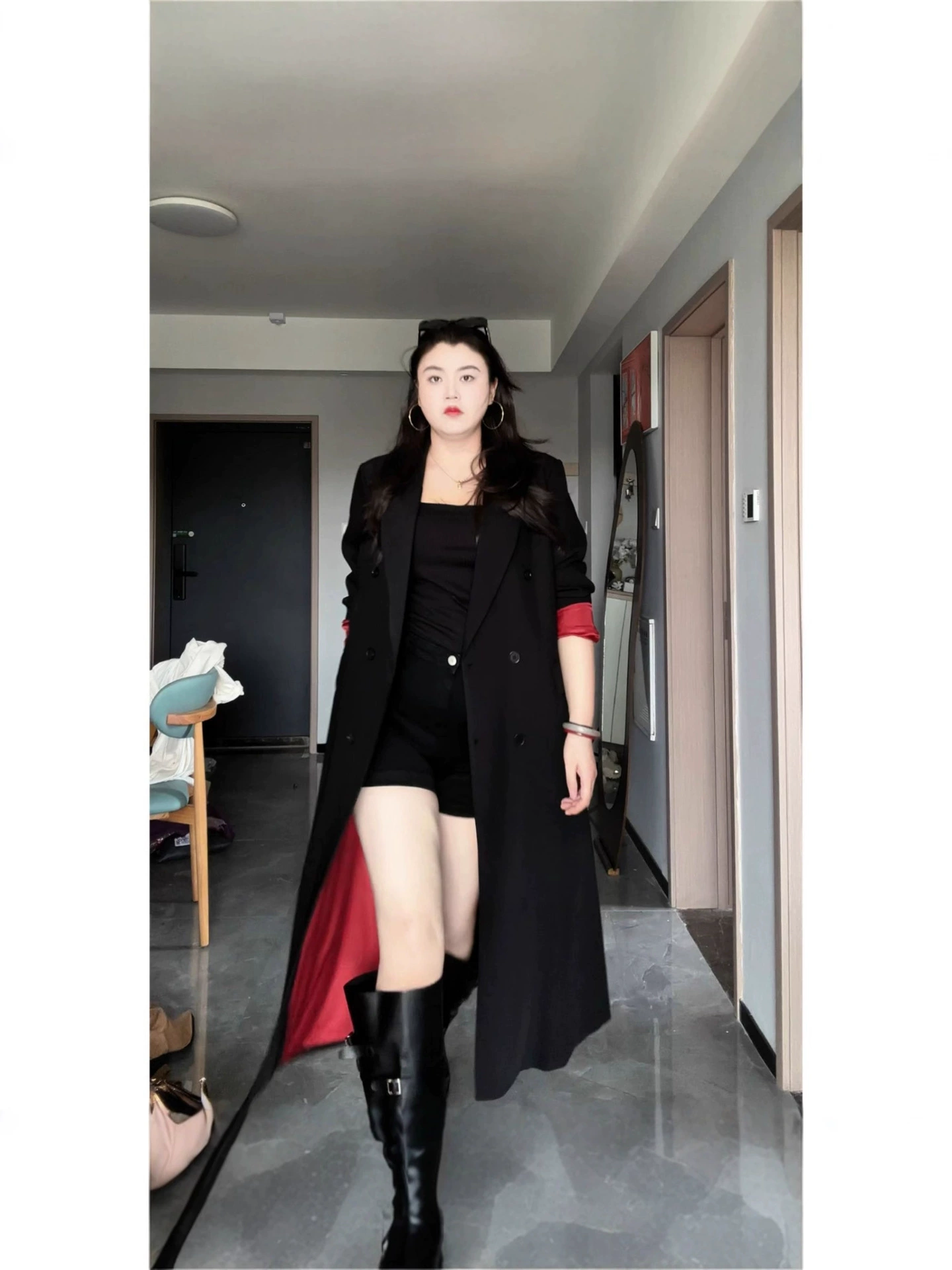 Winter long suit, trench coat, plus size, British style