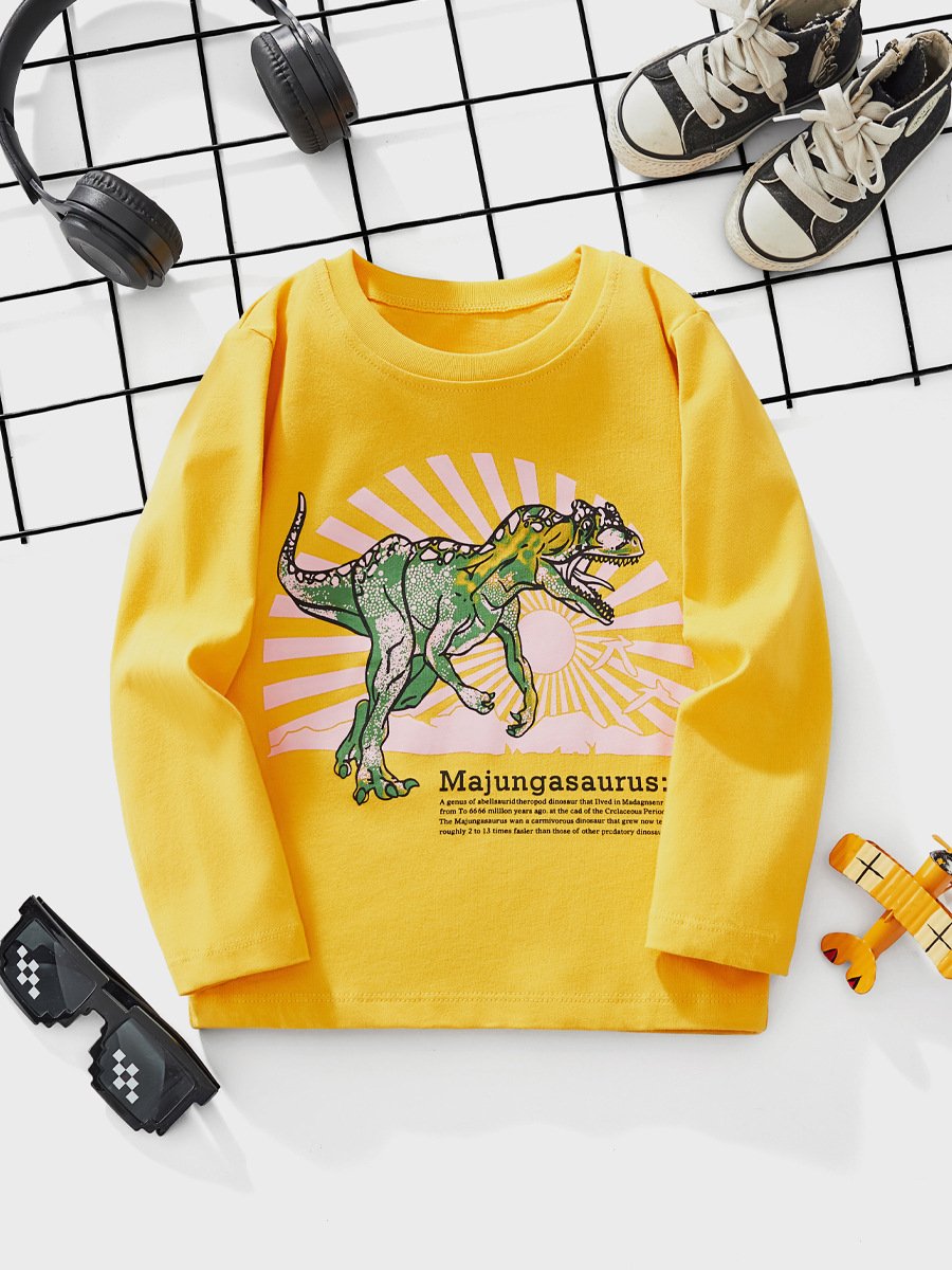 Little Bitty otoño impresión de algodón para niños camisetas de manga larga camisetas de cuello redondo para niños europeos y estadounidenses