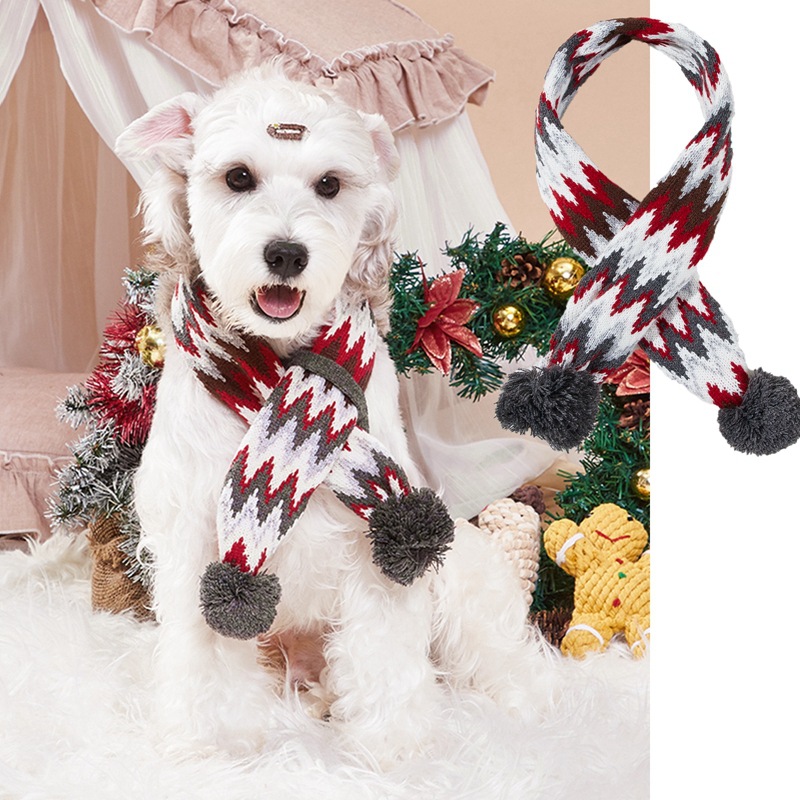 Cute Retro Polyester Christmas Stripe Pet Scarf display picture 4