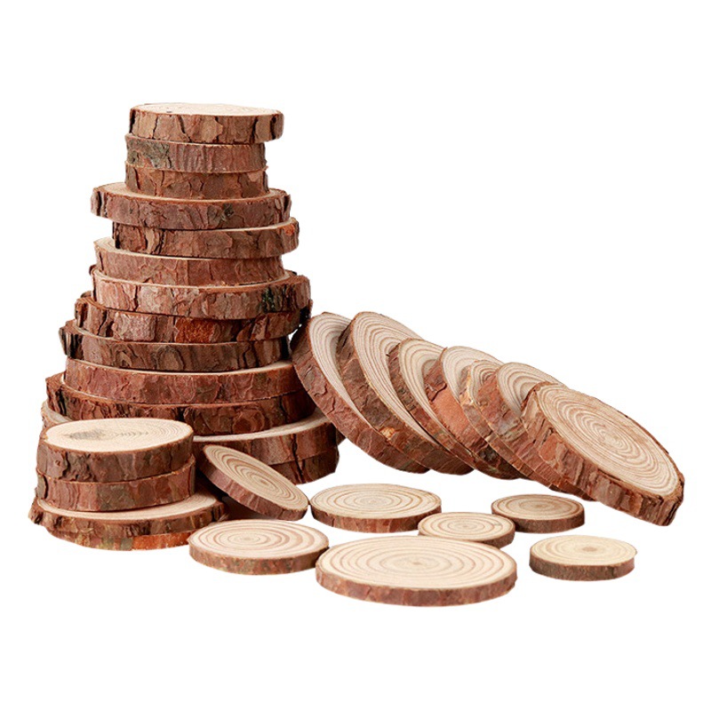 Round wood chips diy annual rings wood chips decorative background cast pine chips hand-painted wood chips manufacturers wholesale