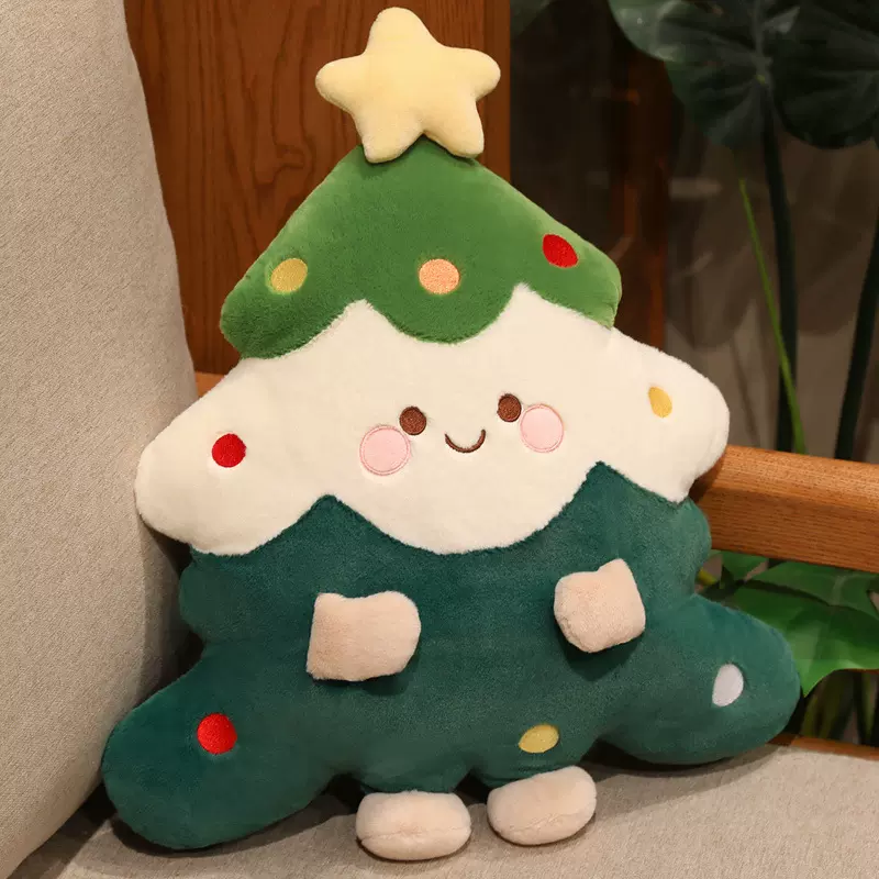 INS萌宝圣诞树抱枕毛绒玩具公仔节日氛围装饰礼物树家居靠垫跨境