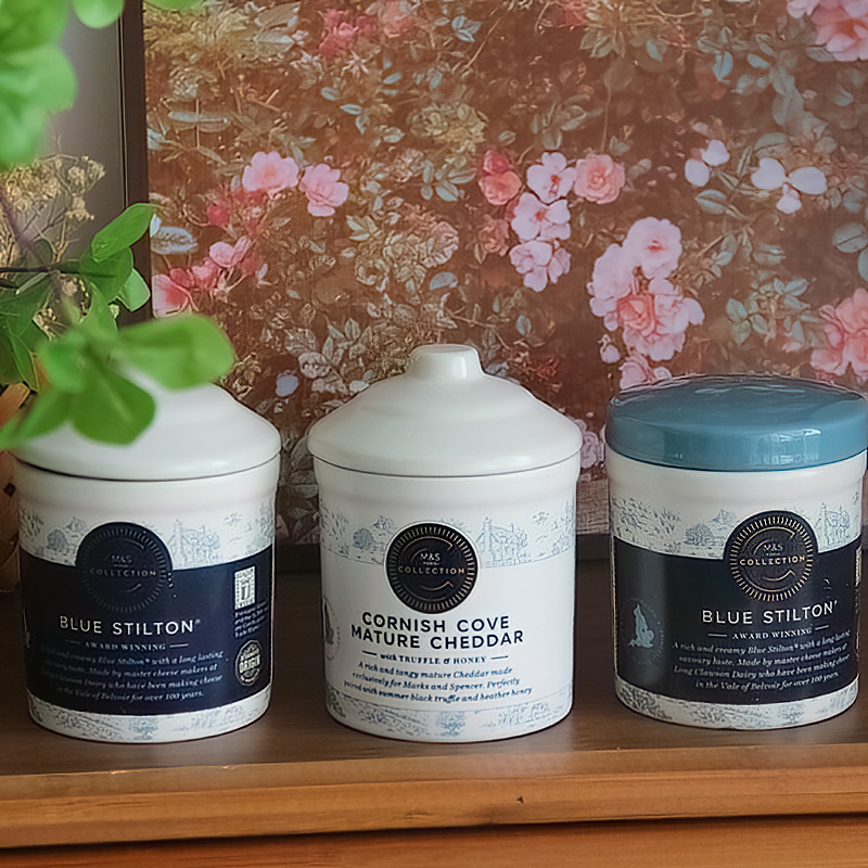 Inglés almuerzo té retro europeo azul antiguo frasco de bananas caja de regalo para decoración del hogar