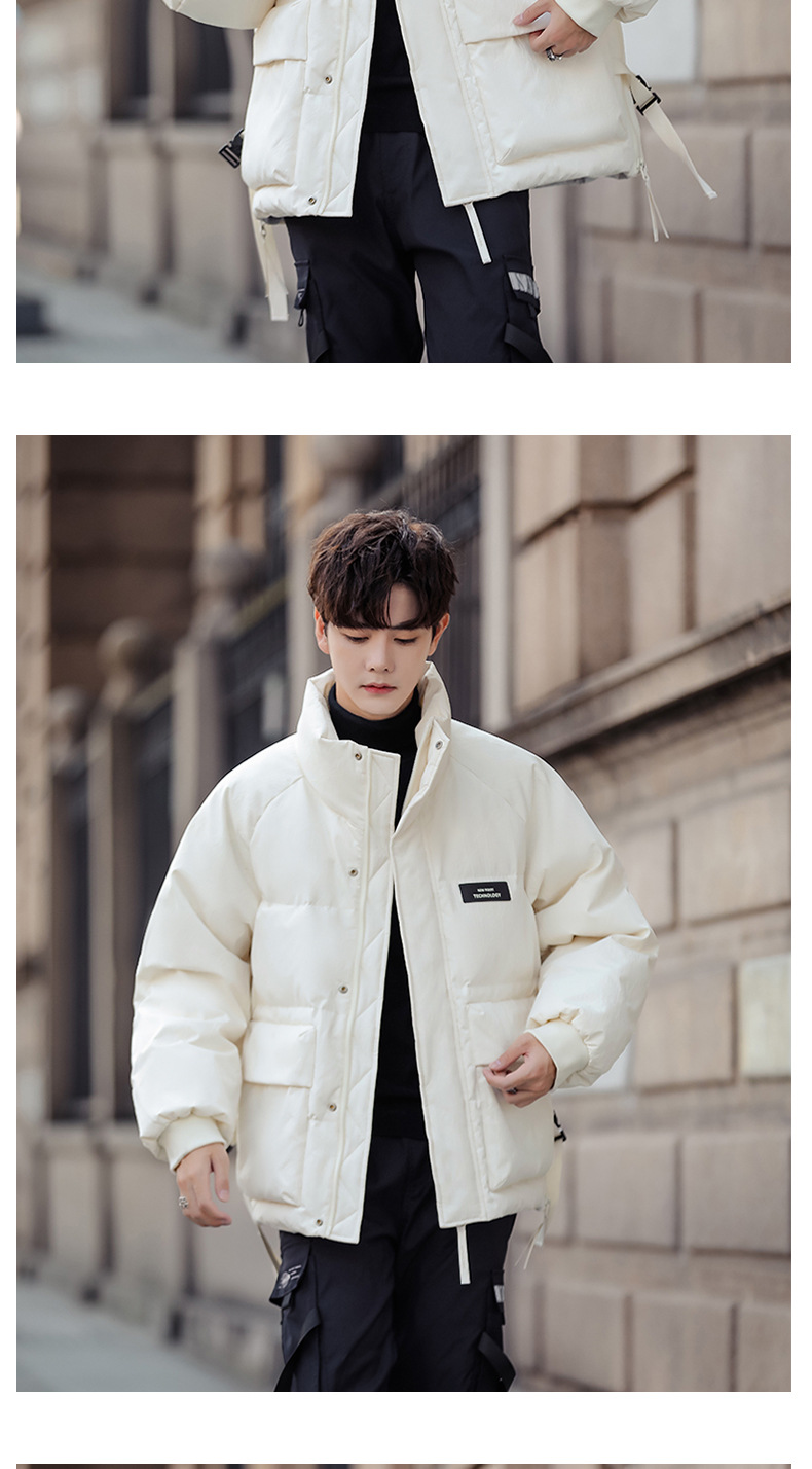 Vêtements pour hommes Veste d'hiver décontractée en coton et soie pour hommes épaissie 2023 nouveau style hiver ample marque tendance col montant veste courte pour hommes_voghion.com