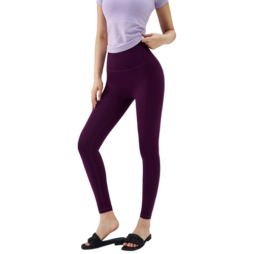 Five-Generation Purple Yoga Pants for Women, High-Waisted, Hip-Lifting, Anti-Curling Fitness Leggings with Peach-Bottom Design, Summer-Ready Thin & Slim-Fit Sports Tights
