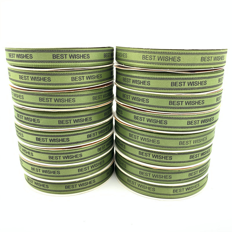 1,5 cm cinta de impresión inglesa mejores desees mejor bendición flores caja de regalo embalaje cinta de hilo