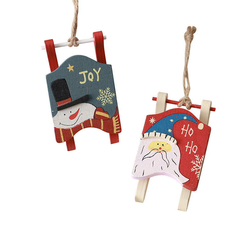 Buscando madera transfronteriza nueva decoración navideña trineo viejo muñeco de nieve colgante árbol de Navidad colgante retro props