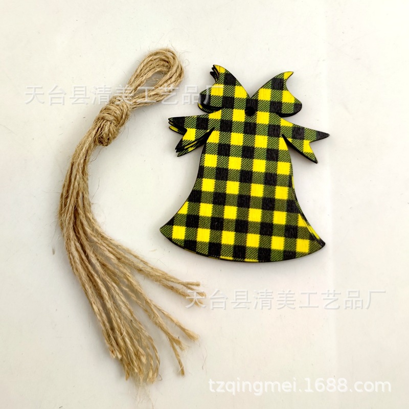 33 cuadros amarillos y negros serie navideña piezas de madera colgante de decoración navideña se pueden combinar libremente 10 piezas en un paquete