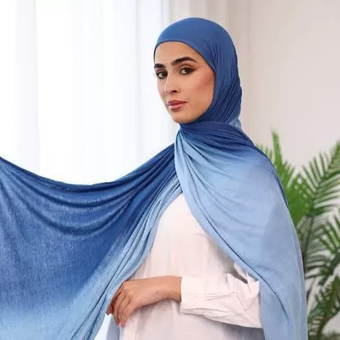 [Light Cotton Gradient Double-Sided Gradient] Cross-Border New High-Quality Silk Long Scarf Ombré Jersey Hijab