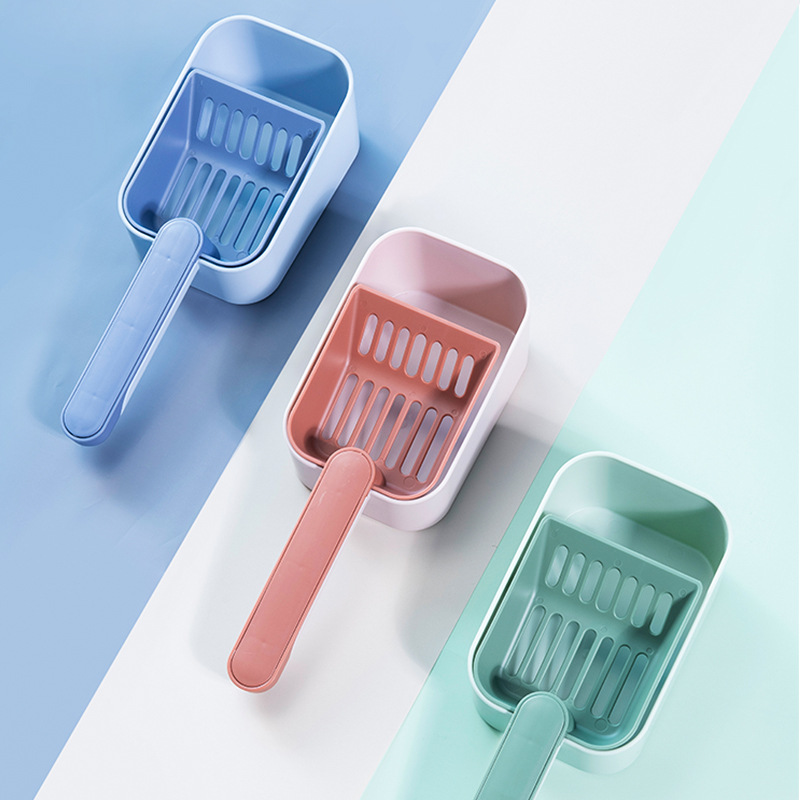 New integrated cat litter shovel and cat waste cleaning set, cat litter shovel set with color-blocking design