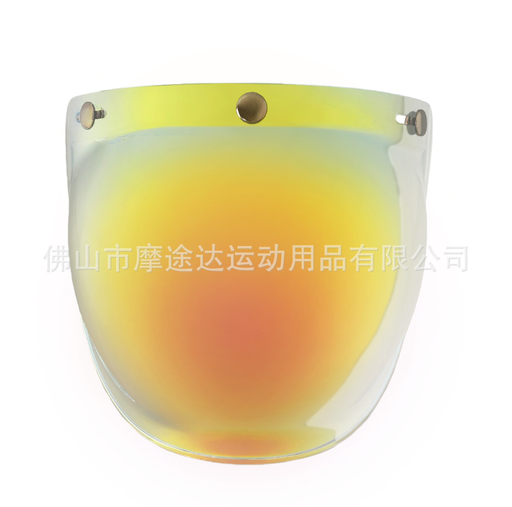 Retro Motorcycle Helmet Lens with Curved Surface, Three-Button Bubble Mirror, Multi-Color Windproof and Uv Protection Shield
