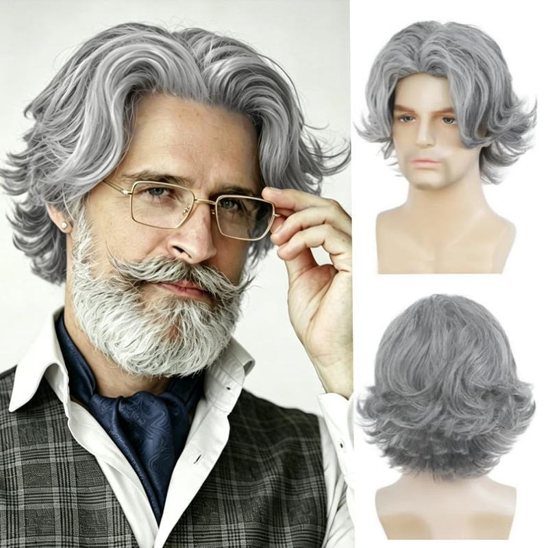 cos wig Halloween wizard cosplay wig curly hair wizard beard gray wig manufacturer wholesale cos wig Halloween wizard cosplay wig curly hair wizard beard gray wig manufacturer wholesale