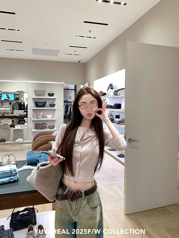 YUYUREAL 简单主义 60支超细质感羊毛中袖开衫|undefined