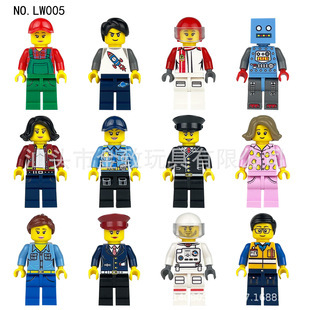Jinzhi LW005 Foreign Trade City Police Engineering Professional Doll Children's Toy Building Blocks Cross-border Wholesale
