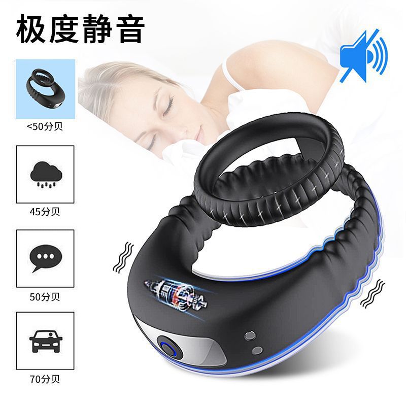 Dual-Vibration Rechargeable Silicone Cock Ring with Locking Double-Band Design — detail image 13