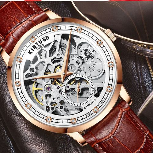KINYUED male and female couple mechanical watch hollow mechanical watch matching watch live broadcast couple watch