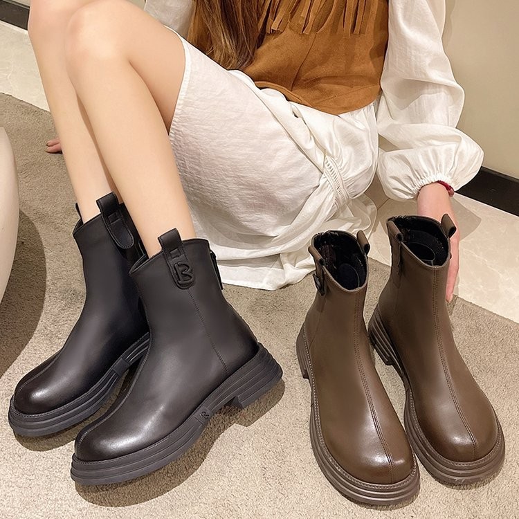 Dicke elastische Sohle für Damen 2024 neue Martin vielseitige schlanke kurze Frühlings- und Herbst-Einzelstiefel_voghion.com