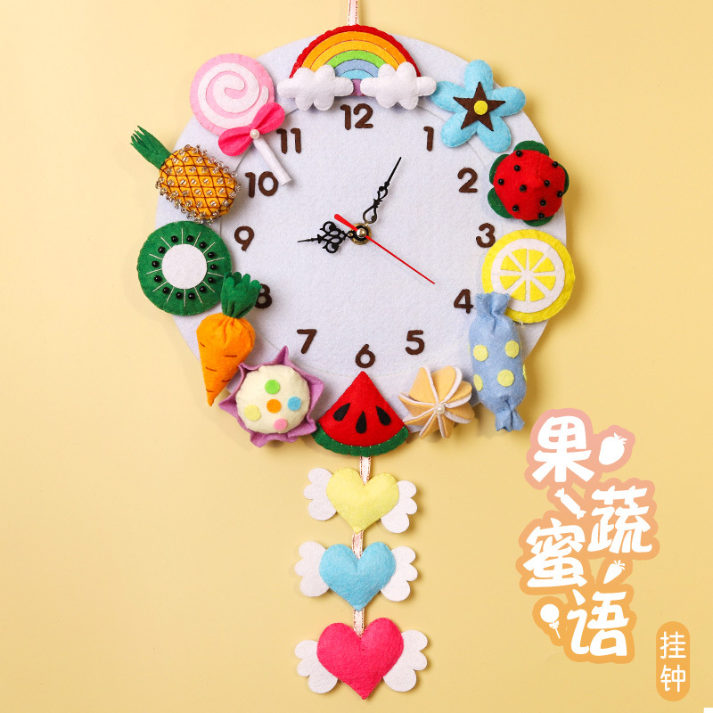 Reloj de pared animal de dibujos animados de bricolaje Reloj de pared de bosque divertido matar el tiempo regalo adornos hechos a mano paquete de material no tejido