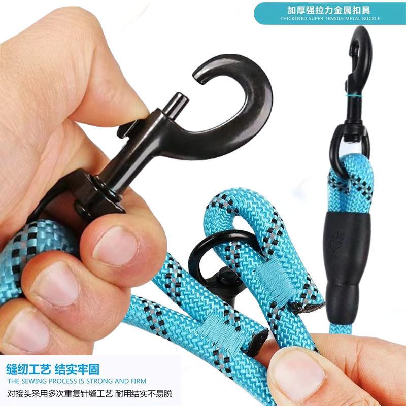 Pet supplies reflective multi-color nylon round rope dog leash dog pull strap foam pull hand large dog dog leash