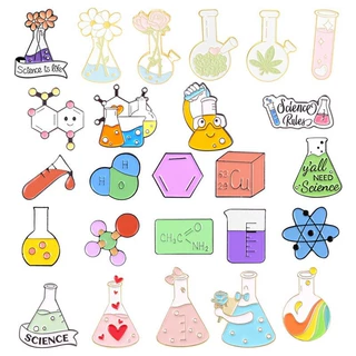 实验化学系列胸针烧杯创意拟人一套科学涂鸦卡通烤漆徽章套装合集