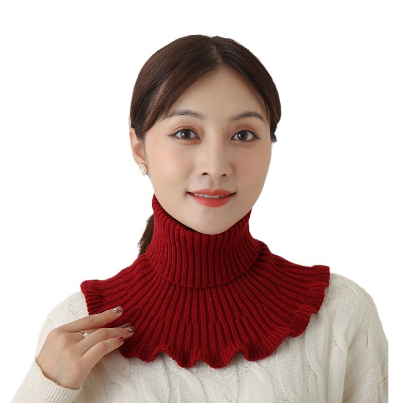 Baja de cabeza para mujeres de otoño y invierno caliente para proteger la columna cervical de color sólido elástico tejido cuello falso suéter cuello alto cuello