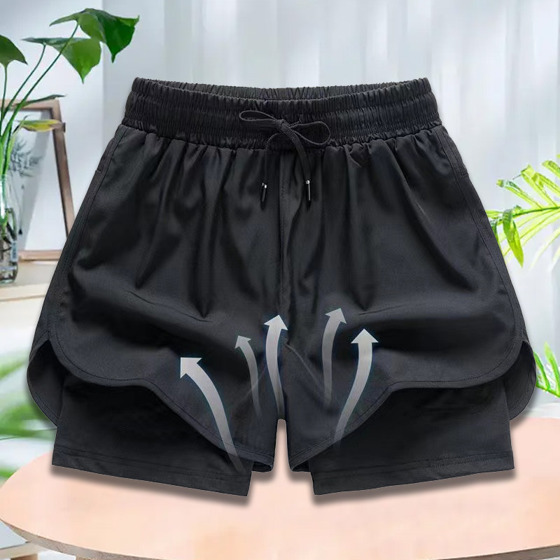 더블 레이어 검정색 수영 트렁크(방수 가방 포함)