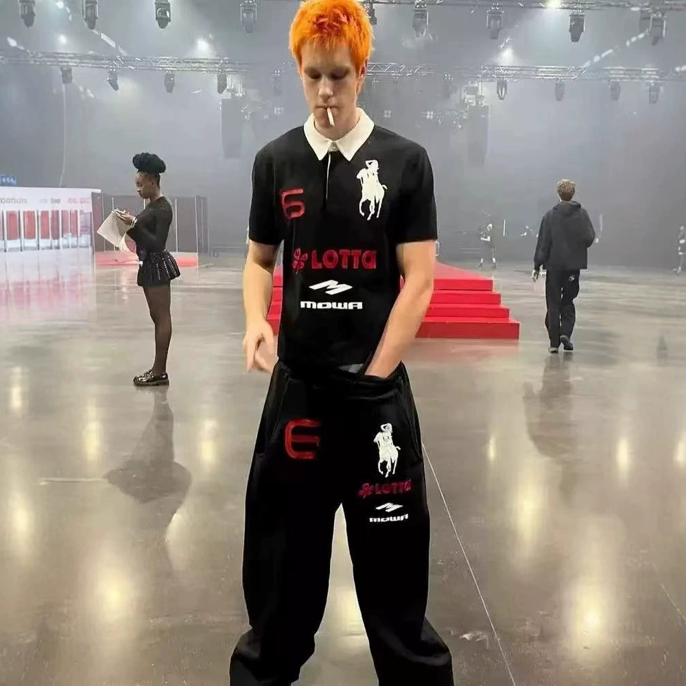 Mowalola ATL天使战马刺绣baggy宽松阔腿运动裤卫裤opium YVL风格