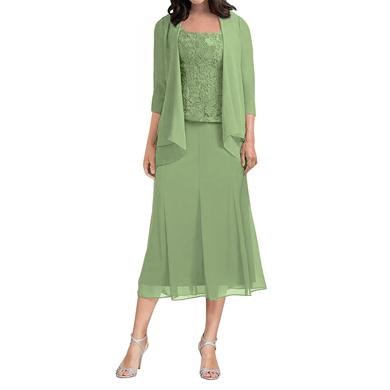Comercio exterior Amazon vestido de noche de mujer nuevo matrimonio dos piezas temperamento delgado sin mangas fiesta regalos de celebridades medianos y largos